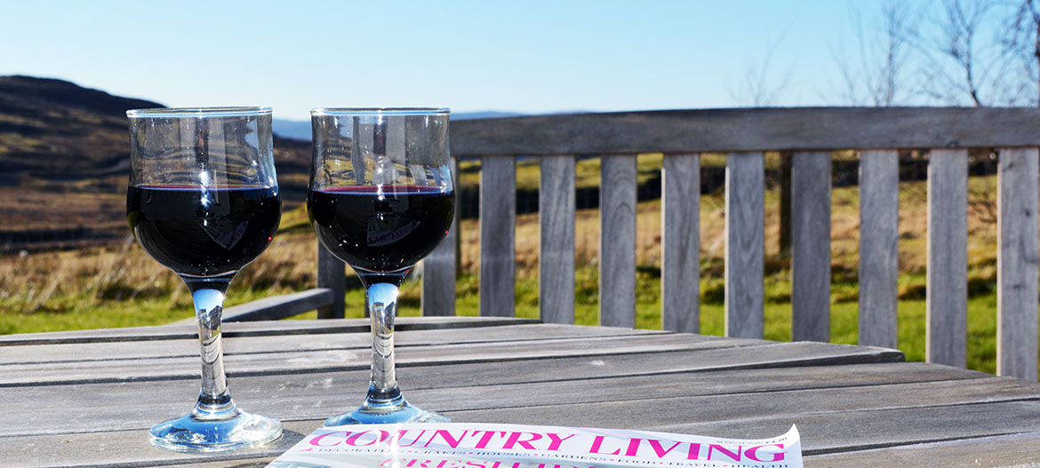 Self Catering accommodation on the Isle of Skye with outside seating in Glenhinnisdal